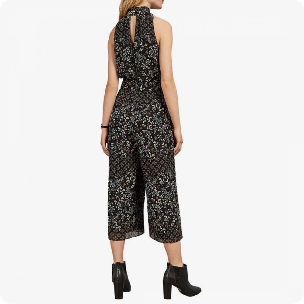 TED Baker Black Marcila Hazel High Neck Wide Leg Floral Jumpsuit - Picture 2 of 9